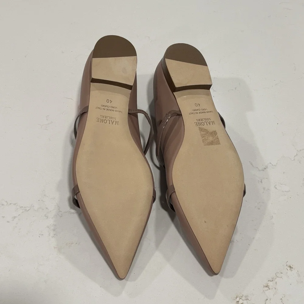 NWOB Malone Souliers Maureen Nude/Blush Leather Ballet Flats Size 40 US 10
